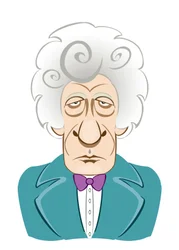Jon Pertwee som Doctor Who - karikatur